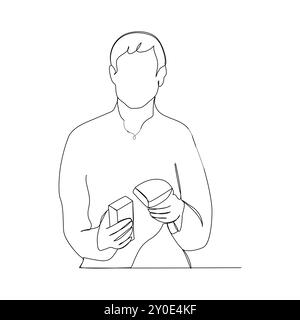 QR code sur l'écran du smartphone, QR Code, ID qr. Main tenant l'écran de smartphone mobile pour payer en ligne, scanner la technologie de code à barres avec le scanner de code qr Illustration de Vecteur