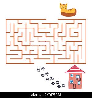 Labyrinthe de jeu pour enfants. Trouvez un moyen de sortir du labyrinthe. Illustration de Vecteur