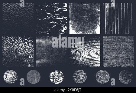 Ensemble vectoriel de textures grunge, d'espace, de motifs organiques, de tampons sales pour la conception. Bruit de fond rugueux Illustration de Vecteur