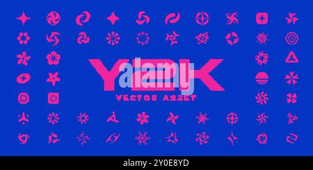 Actif de style de pixel Y2K. formes abstraites vectorielles 8 bits Illustration de Vecteur