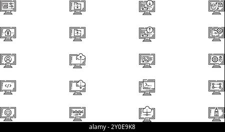 Icônes de fonctions informatiques Collection d'icônes vectorielles de haute qualité avec contour modifiable. Idéal pour les projets professionnels et créatifs. Illustration de Vecteur