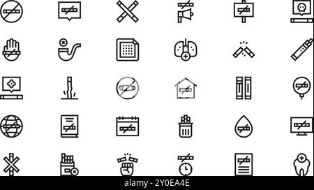 Icônes de jour sans tabac Collection d'icônes vectorielles de haute qualité avec trait modifiable. Idéal pour les projets professionnels et créatifs. Illustration de Vecteur