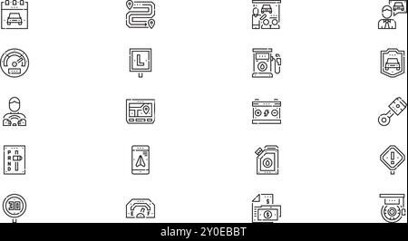 Pack d'icônes d'école de conduite Collection d'icônes vectorielles de haute qualité avec Stroke modifiable. Idéal pour les projets professionnels et créatifs. Illustration de Vecteur