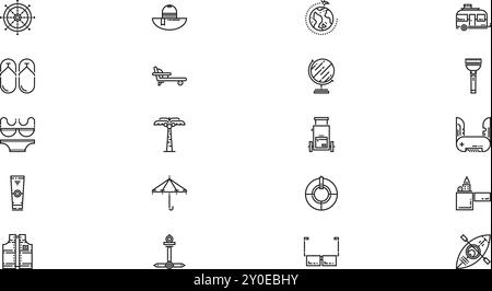 Icônes de voyage Collection d'icônes vectorielles de haute qualité avec contour modifiable. Idéal pour les projets professionnels et créatifs. Illustration de Vecteur