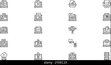 Icônes de fonctions informatiques Collection d'icônes vectorielles de haute qualité avec contour modifiable. Idéal pour les projets professionnels et créatifs. Illustration de Vecteur