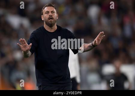 Turin, Italie. 1er septembre 2024. Daniele de Rossi, entraîneur-chef de l’AS Roma, fait des gestes lors du match de Serie A entre la Juventus FC et L’AS Roma. Crédit : Nicolò Campo/Alamy Live News Banque D'Images