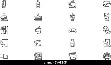 Icônes de café Collection d'icônes vectorielles de haute qualité avec Stroke modifiable. Idéal pour les projets professionnels et créatifs. Illustration de Vecteur