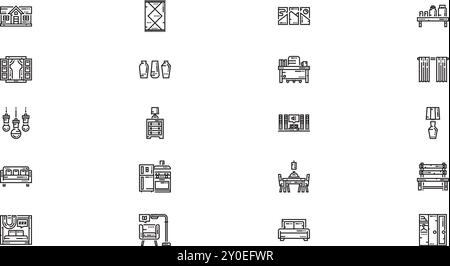 Home Living Icons Collection d'icônes vectorielles de haute qualité avec Stroke modifiable. Idéal pour les projets professionnels et créatifs. Illustration de Vecteur