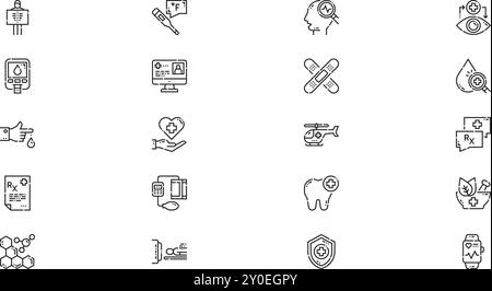 Icônes de santé Collection d'icônes vectorielles de haute qualité avec Stroke modifiable. Idéal pour les projets professionnels et créatifs. Illustration de Vecteur