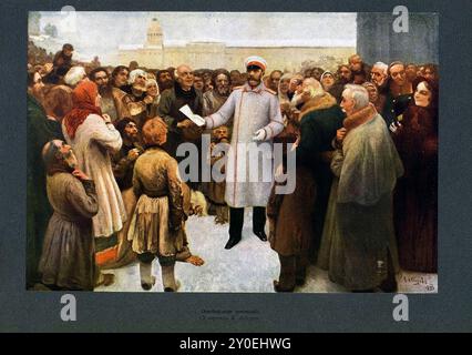 Alexandre II de Russie. 1855-1881. Alexandre II (Aleksandr II Nikolaïevitch, 1818-1881) était empereur de Russie, roi du Congrès de Pologne et grand-duc de Finlande du 2 mars 1855 jusqu'à son assassinat en 1881. La réforme la plus importante d'Alexandre en tant qu'empereur est l'émancipation des serfs russes en 1861, pour laquelle il est connu sous le nom d'Alexandre le libérateur Banque D'Images