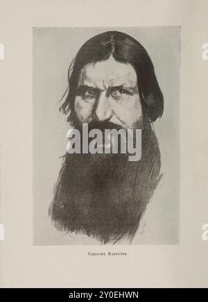 Gregory Raspoutine, le moine noir de Russie, Grigori Iefimovitch Raspoutine (1869-1916) était un mystique russe et guérisseur de foi. Il est surtout connu pour s'être lié d'amitié avec la famille impériale de Nicolas II, le dernier empereur de Russie, grâce auquel il a acquis une influence considérable dans les dernières années de l'Empire russe. Banque D'Images