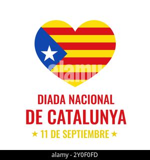 Affiche typographique de la fête nationale de Catalogne en espagnol. Vacances en Espagne le 11 septembre. Modèle de vecteur pour bannière, flyer, carte de voeux, conception de chemise, Illustration de Vecteur