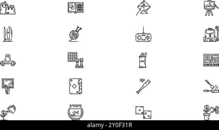 Hobbies icônes de temps libre Collection d'icônes vectorielles de haute qualité avec Stroke modifiable. Idéal pour les projets professionnels et créatifs. Illustration de Vecteur