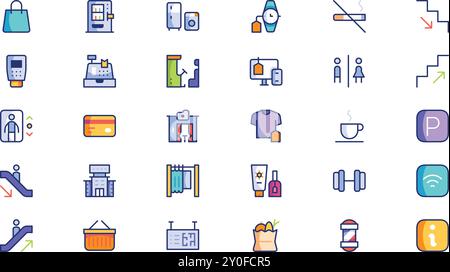 Mall Icons Collection d'icônes vectorielles de haute qualité avec Stroke modifiable. Idéal pour les projets professionnels et créatifs. Illustration de Vecteur