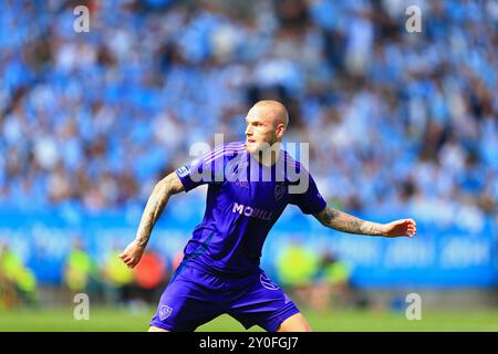 Malmo, Suède. 01 septembre 2024. Adam Staahl de Djurgaarden vu lors du match Allsvenskan entre Malmo FF et Djurgaarden à Eleda Stadion à Malmoe. Banque D'Images