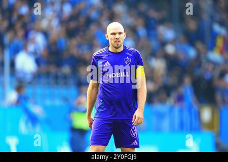 Malmo, Suède. 01 septembre 2024. Marcus Danielson de Djurgaarden vu lors du match Allsvenskan entre Malmo FF et Djurgaarden à Eleda Stadion à Malmoe. Banque D'Images