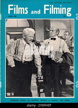 Films et tournage juin 1960 - couverture du magazine Vintage - photographe inconnu - transcription de texte [ THE RENOIR PICTURES films et tournage 25 JUIN 1960 SPENCER TRACY et FREDRIC MARCHENT en HÉRITE DU VENT ] POUR USAGE ÉDITORIAL SEULEMENT ! Banque D'Images