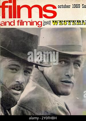 Films et tournage Oct 1969 - couverture du magazine Vintage - photographe inconnu - transcription de texte [ le filmster 3900 et le tournage deviennent WESTERN ] POUR USAGE ÉDITORIAL SEULEMENT ! Banque D'Images