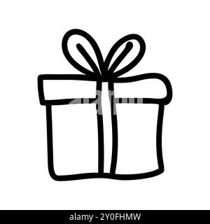 Boîte cadeau avec icône de contour de ruban Illustration de Vecteur