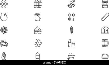Icônes d'agriculture Collection d'icônes vectorielles de haute qualité avec trait modifiable. Idéal pour les projets professionnels et créatifs. Illustration de Vecteur