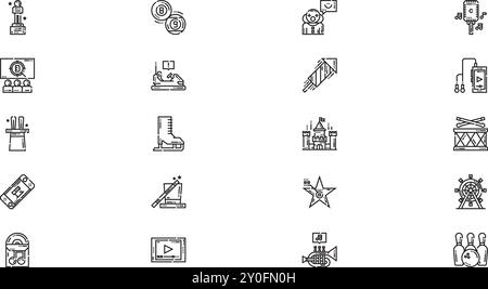 Icônes de divertissement Collection d'icônes vectorielles de haute qualité avec contour modifiable. Idéal pour les projets professionnels et créatifs. Illustration de Vecteur