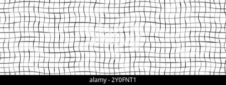 Grille dessinée à la main comme modèle simple sans couture bw. Lignes grunge avec des carreaux sans forme. Feuille de papier enfant avec des lignes ondulées de maille à main levée. Vecteur i Illustration de Vecteur