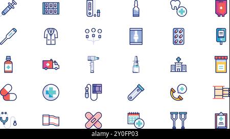 Pack d'icônes de médecine Basics Collection d'icônes vectorielles de haute qualité avec Stroke modifiable. Idéal pour les projets professionnels et créatifs. Illustration de Vecteur