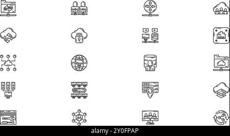 Icônes de cloud computing Collection d'icônes vectorielles de haute qualité avec contour modifiable. Idéal pour les projets professionnels et créatifs. Illustration de Vecteur