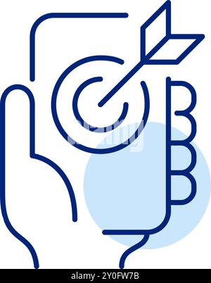 Flèche atteignant la cible sur l'écran du smartphone. Ciblage mobile précis. Succès nomade. Atteindre des objectifs sur appareil mobile. Engagement efficace de l'utilisateur Illustration de Vecteur