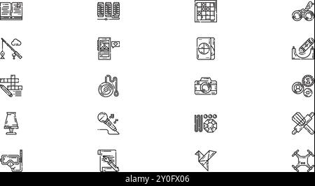 Hobbies icônes de temps libre Collection d'icônes vectorielles de haute qualité avec Stroke modifiable. Idéal pour les projets professionnels et créatifs. Illustration de Vecteur