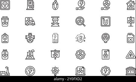 Icônes d'énergie nucléaire Collection d'icônes vectorielles de haute qualité avec trait modifiable. Idéal pour les projets professionnels et créatifs. Illustration de Vecteur