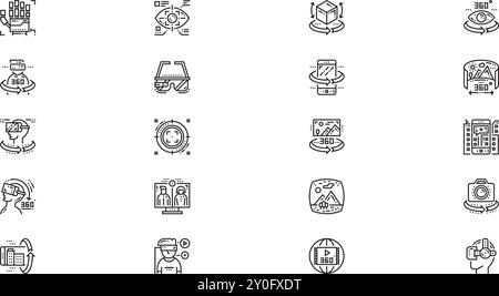 Icônes de réalité virtuelle Collection d'icônes vectorielles de haute qualité avec Stroke modifiable. Idéal pour les projets professionnels et créatifs. Illustration de Vecteur