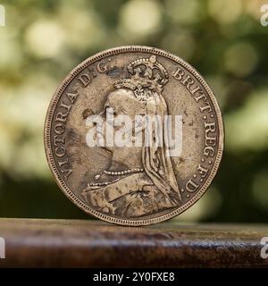 Couronne d'argent britannique de 1889 Banque D'Images