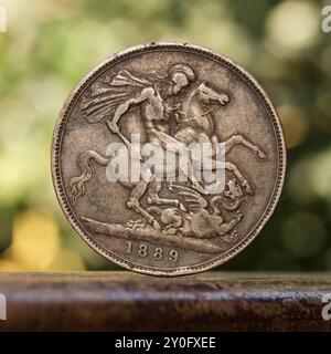 Couronne d'argent britannique de 1889 Banque D'Images