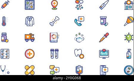 Pack d'icônes de médecine Basics Collection d'icônes vectorielles de haute qualité avec Stroke modifiable. Idéal pour les projets professionnels et créatifs. Illustration de Vecteur