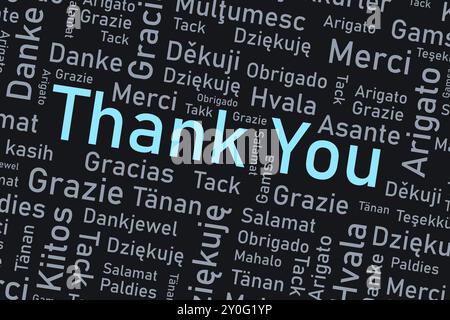 Thank you languages colorful concept collage. Thank you phrase international design. Illustration de Vecteur