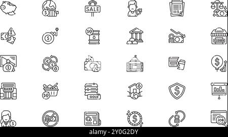 Icônes de crise économique Collection d'icônes vectorielles de haute qualité avec Stroke modifiable. Idéal pour les projets professionnels et créatifs. Illustration de Vecteur