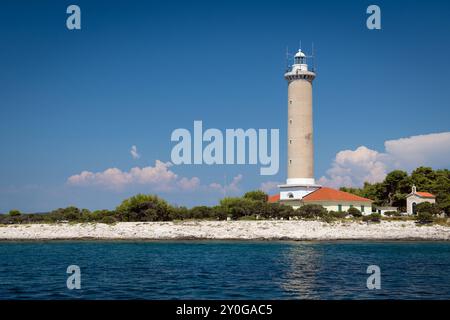 Le phare de Veli Rat sur l'île Adriatique Dugi Otok, Croatie Banque D'Images