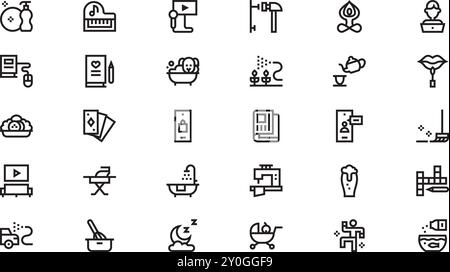 Restez à la maison icônes Collection d'icônes vectorielles de haute qualité avec Stroke modifiable. Idéal pour les projets professionnels et créatifs. Illustration de Vecteur