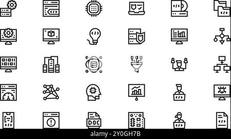 Icônes de programmation Collection d'icônes vectorielles de haute qualité avec contour modifiable. Idéal pour les projets professionnels et créatifs. Illustration de Vecteur