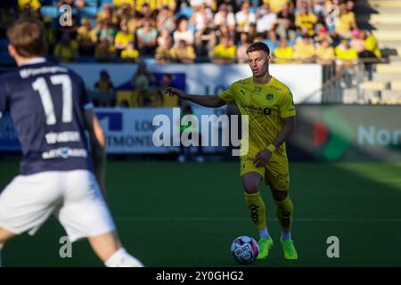 Drammen, Norvège, 1er septembre 2024. Michal Tomic de Bodø/Glimt dans le match Eliteserien entre Strømsgodset et Bodø/Glimt au stade Marienlyst. Crédit : Frode Arnesen/Alamy Live News Banque D'Images