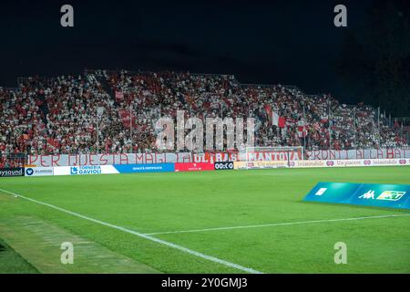 Mantoue, Italie. 01 Sep, 2024. Les supporters de Mantova 1911 lors du match de championnat italien de football Serie B entre Mantova Calcio 1911 et l'US Salernitana 1919 au stade Danilo Martelli le 1er septembre 2024, Mantoue, Italie. Crédit : Roberto Tommasini/Alamy Live News Banque D'Images