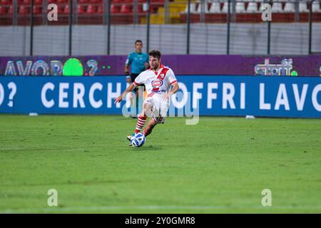 Mantoue, Italie. 01 Sep, 2024. Francesco Ruocco de Mantova 1911 lors du match de championnat italien de football Serie B entre Mantova Calcio 1911 et l'US Salernitana 1919 au stade Danilo Martelli le 1er septembre 2024, Mantoue, Italie. Crédit : Roberto Tommasini/Alamy Live News Banque D'Images