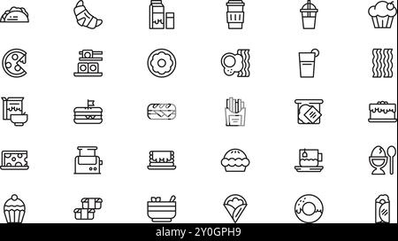 Icônes brunch Collection d'icônes vectorielles de haute qualité avec un trait modifiable. Idéal pour les projets professionnels et créatifs. Illustration de Vecteur