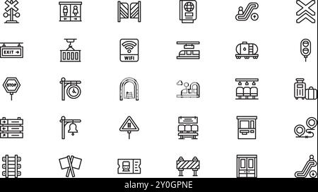 Icônes de chemin de fer Collection d'icônes vectorielles de haute qualité avec trait modifiable. Idéal pour les projets professionnels et créatifs. Illustration de Vecteur