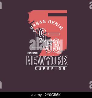 Urban Denim original New york design de vêtements typographie supérieure Illustration de Vecteur