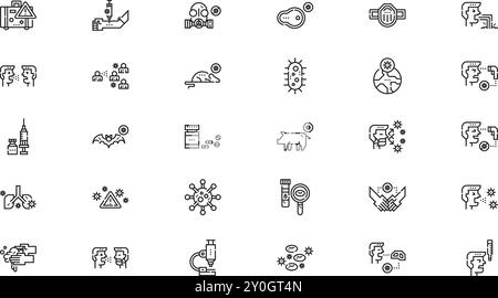 Transmission de virus Collection d'icônes vectorielles de haute qualité avec Stroke modifiable. Idéal pour les projets professionnels et créatifs. Illustration de Vecteur