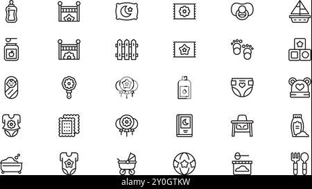 Baby Icons Collection d'icônes vectorielles de haute qualité avec Stroke modifiable. Idéal pour les projets professionnels et créatifs. Illustration de Vecteur