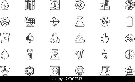 Icônes de l'environnement énergétique Collection d'icônes vectorielles de haute qualité avec contour modifiable. Idéal pour les projets professionnels et créatifs. Illustration de Vecteur