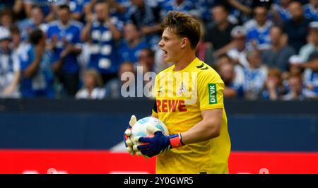 Veltins Arena Gelsenkirchen Allemagne , 1,9.2024, Football : 2ème Bundesliga saison 2024/25 jour de match 4, Schalke 04 (S04) vs 1.FC Köln (KOE) - Jonas Urbig (Cologne) Banque D'Images